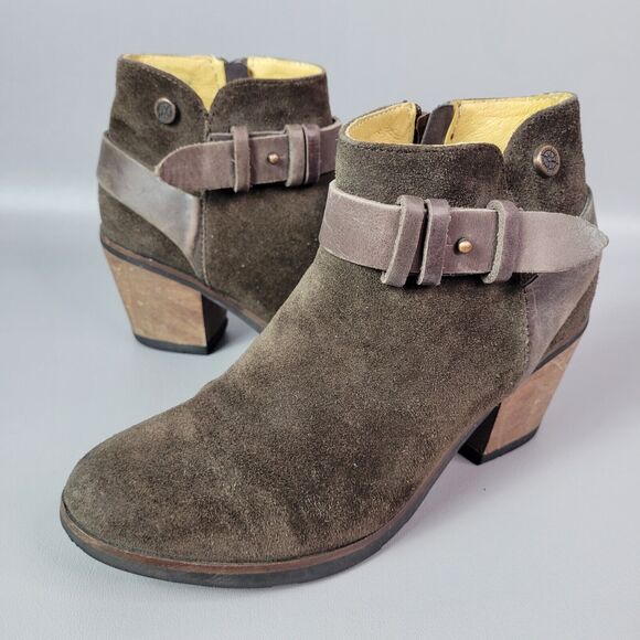 Bussola Womens Size 6 Shoes Reikia Vik Brown Suede Booties Side Zip Boho Heel - Picture 1 of 16